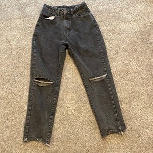 Black, medium, ripped boyfriend jeans